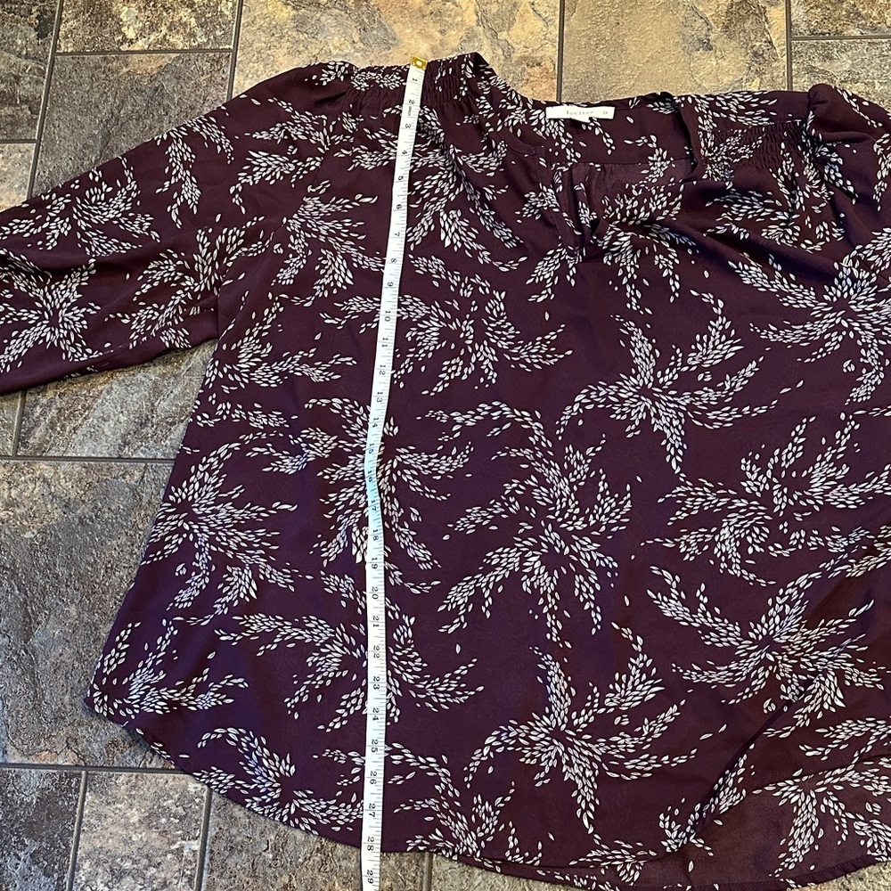 fun 2 fun Plum Floral V-Neck Blouse - Picture 8 of 8
